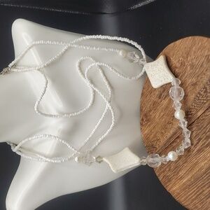 Angelic seed beaded spackled howlite necklace  N3309